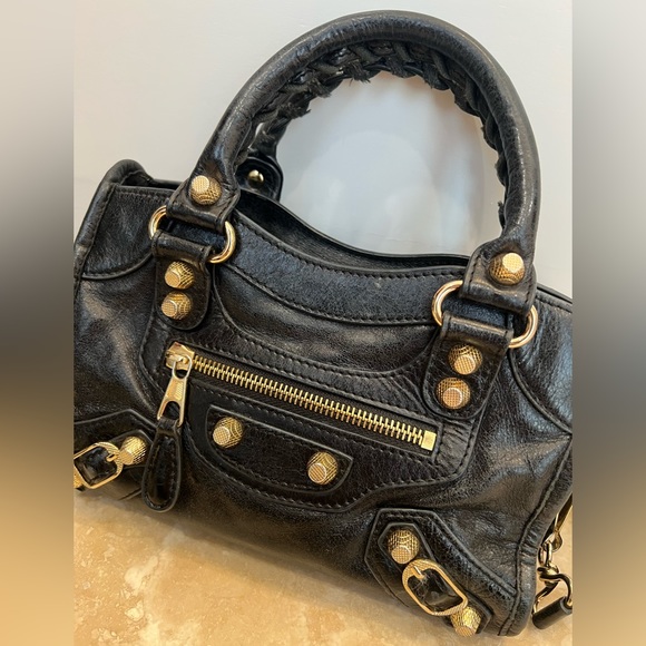 Balenciaga Small City Handbag - black - gold buttons - Picture 1 of 10